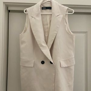 Zara White Sleeveless Blazer